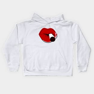 Cigarette Smoking Red Lips Kids Hoodie